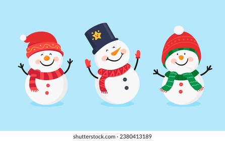 set of snowman cartoon character 