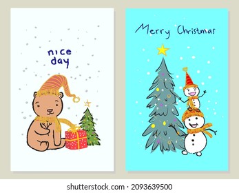 Set of snowman icon character for Christmas days vector illustration.