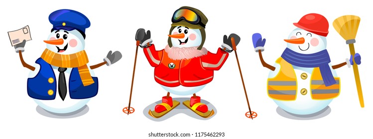 A set of snowmen by profession