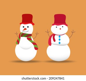 set of snowmen for Christmas design