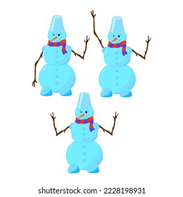 conjunto de dibujos de muñecos de nieve, ilustración vectorial