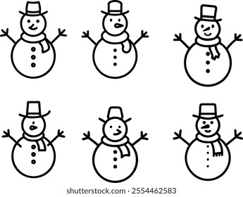 Set of Snowmen flat  icons vector Design