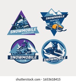 Set Of Snowmobile Emblem Vector Illustration