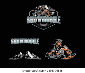 Set Snowmobile Sport Logo Team