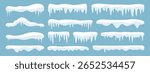 Set of snowy icicles, snow caps vector winter elements