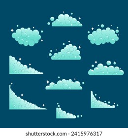 set of soap blue soap bubble vector illustration element decoration