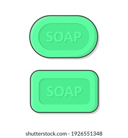 Set Of Soap Vector Icon Illustration. Bar Of Soap With Foam Illustration. Soap Flat Icon