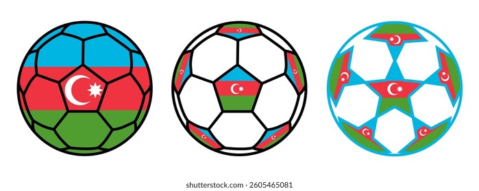 set soccer ball azerbaijan flags. azerbaijan football icon symbol vector illustration