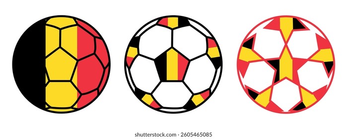 set soccer ball Belgium flags. Belgium football icon symbol vector illustration