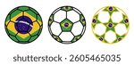 set soccer ball brazil flags. brazilian football icon symbol vector illustration