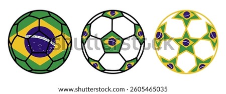 set soccer ball brazil flags. brazilian football icon symbol vector illustration
