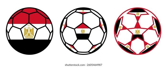 set soccer ball egypt flags. egypt football icon symbol vector illustration