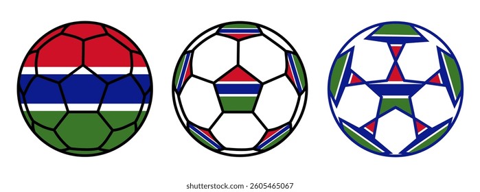 set soccer ball gambia flags. gambian football icon symbol vector illustration