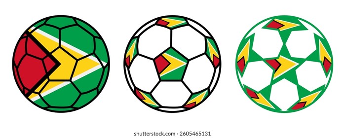 set soccer ball guyana flags. guyana football icon symbol vector illustration