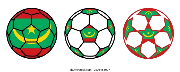 set soccer ball mauritania flags. mauritanian football icon symbol vector illustration