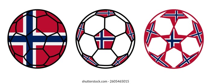 set soccer ball norway flags. Norwegian Jamaican football icon symbol vector illustration