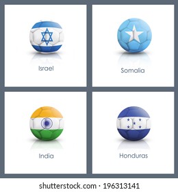 Set of soccer ball over white background 