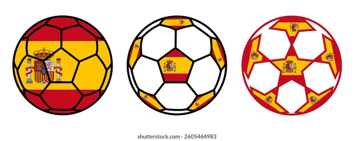 set soccer ball Spain flags. Spain football icon symbol vector illustration