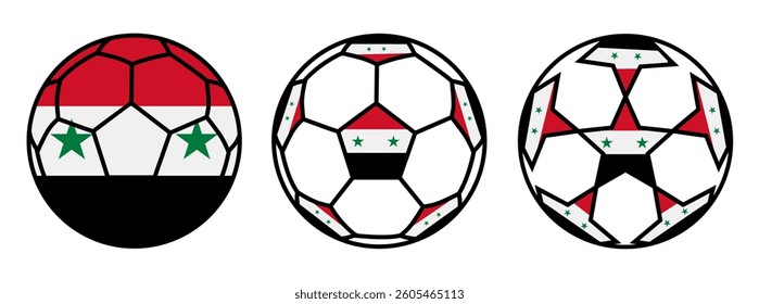 set soccer ball syria flags. syrian football icon symbol vector illustration