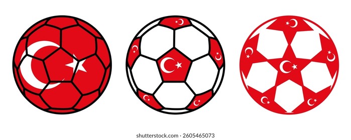 set soccer ball turkey flags. turkey football icon symbol vector illustration