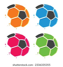 Set of soccer balls different colors