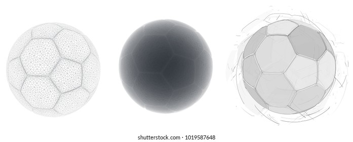 set of soccer balls isolated on white background. vector illustration