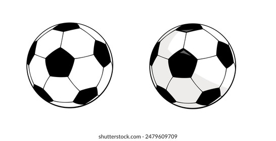set of soccer balls isolated on white, football - vector illustration	