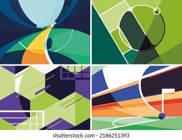 Set of soccer banners. Sport placards in abstract style.