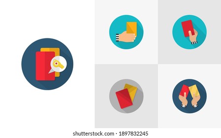 Set of Soccer Card flat icon vector template, Soccer icon concepts, Creative design