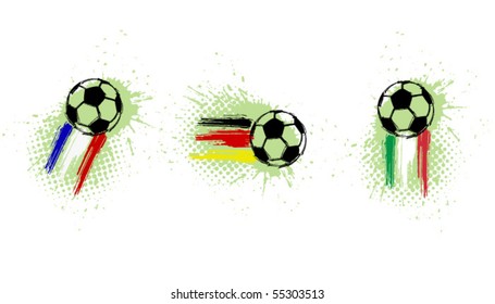 set soccer design element with the national flags of Germany, Italy, France