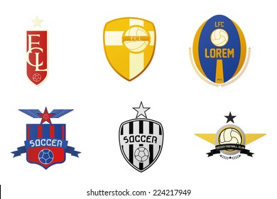 a set of soccer emblems on a white background