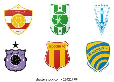 a set of soccer emblems on a white background