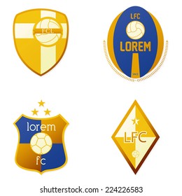 a set of soccer emblems on a white background