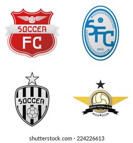 a set of soccer emblems on a white background