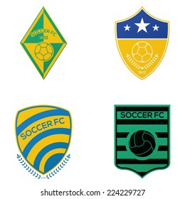 a set of soccer emblems on a white background