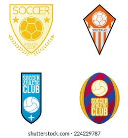 a set of soccer emblems on a white background