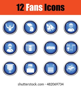 Set of soccer fans icons. Glossy button design. Vector illustration.