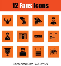 Set of soccer fans icons. Orange design. Vector illustration.