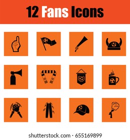 Set of soccer fans icons. Orange design. Vector illustration.