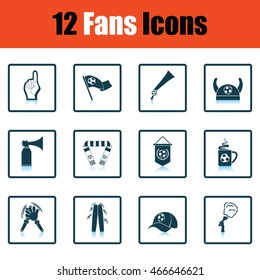 Set of soccer fans icons. Shadow reflection design. Vector illustration.