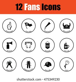 Set of soccer fans icons.  Thin circle design. Vector illustration.