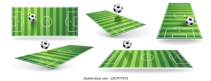 Set Soccer Field Isolated on White. Vector illustration