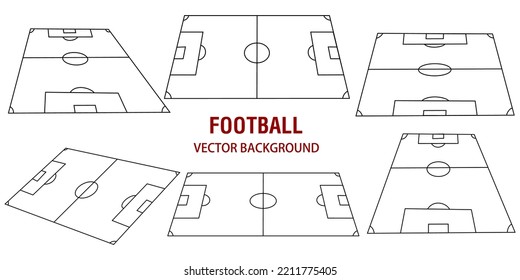 set Soccer field in line style. Set Football field, Football field on white background