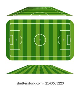 Set of soccer field in top view and perspective view.