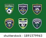 Set of Soccer Football Badge Logo Design Templates | Sport Team Identity Vector Illustrations isolated on white Background | Collection of Soccer Themed T shirt Graphics