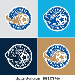 Set of Soccer Football Badge Logo Design Templates | Sport Team Identity Vector Illustrations isolated on white Background | Collection of Soccer Themed T shirt Graphics