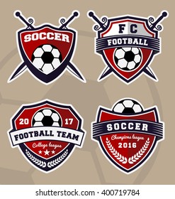 Set of soccer football badge logo design. Vector illustration