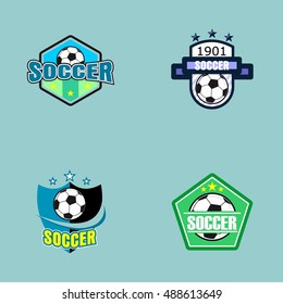Set of Soccer Football Badge Logo Design Templates. Sport Team Identity Vector Illustrations