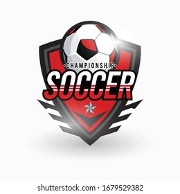 Set of Soccer Football Badge red Logo Design Templates Sport Team Identity Vector Illustrations isolated on white Background