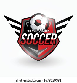 Set of Soccer Football Badge red Logo Design Templates Sport Team Identity Vector Illustrations isolated on white Background